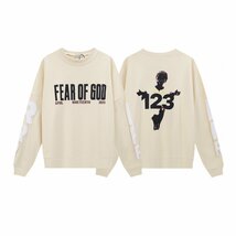 RRR-123 × FEAR OF GOD Hoodie フィアオブゴッドエッセンシャルズ 上着 パーカー あんずいろ 中古 M JB1_画像1