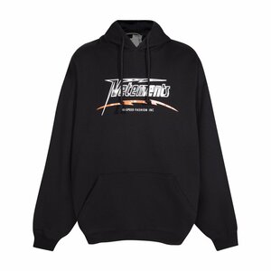 VETEMENTS ヴェトモン パーカー 長袖 ステキ LOGO Hi Speed ファッション 流行 帽子付き 帽子 ブラック 人気 中古 L JN 1