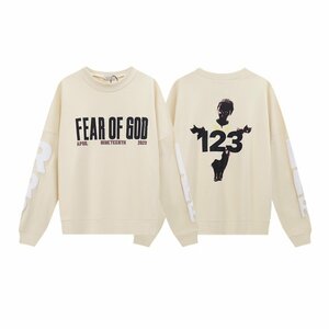 RRR-123 × FEAR OF GOD Hoodie フィアオブゴッドエッセンシャルズ 上着 パーカー あんずいろ 中古 L JB1