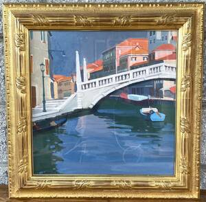 Art hand Auction [Autenticidad garantizada] Ban Shindo Puente Blanco (Venecia) Pintura al óleo No. 6 Cuadrado, Cuadro, Pintura al óleo, Naturaleza muerta