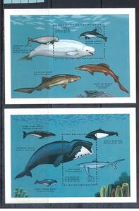 ガンビア 1995年 #1696-7(NH) クジラ イルカ / Cat.Val.$14.00-