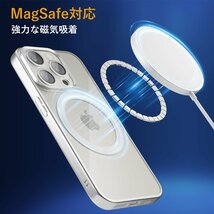 送料無料★iPhone 15 Pro Max ケース MagSafe対応 ワイヤレス充電対応 クリア (シルバー)_画像3