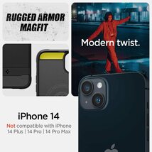 送料無料★Spigen iPhone14ケースMagSafeワイヤレス充電 ラギッド・アーマー・マグフィット(マット・ブラック)_画像2