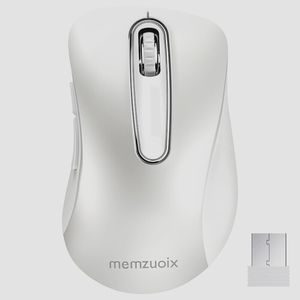 送料無料★Memzuoix 2.4Gワイヤレスマウス USBレシーバー付 ポータブルモバイルコードレスマウス (ホワイト)