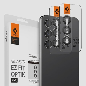 送料無料★Spigen EZ Fit Optik Pro Galaxy S24 カメラフィルム 保護フィルム ブラック 2セット