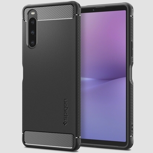 送料無料★Spigen Xperia 10V ケース TPU ソフト ワイヤレス充電 ラギッド・アーマー(マット・ブラック)