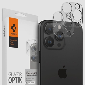 送料無料★Spigen Glas.tR Optik iPhone 15 Pro カメラフィルム レンズ クリア 2枚入