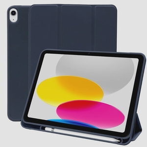 送料無料★MS factory iPad 第10世代 ケース 10.9 インチ ペン収納 オートスリープ (ミッドナイトブルー)