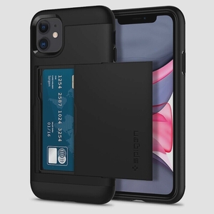 送料無料★Spigen iPhone11ケース カード収納 ワイヤレス充電 スリム・アーマー CS(ブラック)