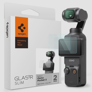 送料無料★Spigen ガラスフィルム DJI Osmo Pocket 3 用 保護 フィルム 9H 硬度 2枚入