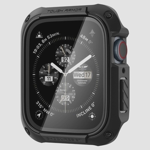 送料無料★Spigen Apple Watch ケース 41mm ガラス 一体型 Series 9/8/7 (ブラック)