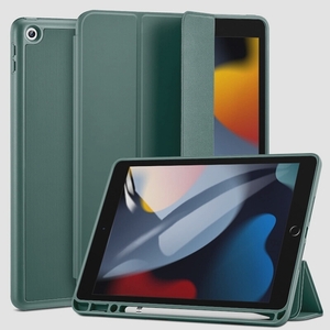 送料無料★ESR iPad 9/8/7 10.2インチ ケース 三つ折りスタンド オートスリープ/ウェイク対応 (グリーン)