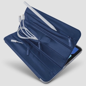 送料無料★エレコム iPad Air 10.9 第5/4世代 レザーケース 手帳型 スリープ対応 ポケット付き (ネイビー)