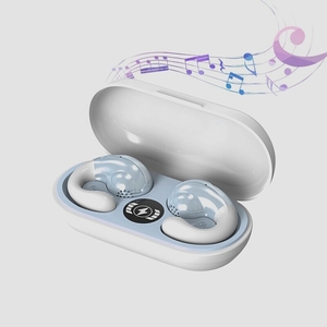 送料無料★Bluetooth イヤホン 骨伝導×指向性 ワイヤレス Bluetooth5.3 耳挟み式 左右分離型(青と白)