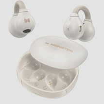 送料無料★Monster ワイヤレスイヤホン 耳挟み式 空気伝導 耳を塞がない マイク内蔵 IPX6防水 (白)_画像1