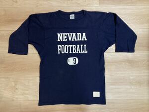 70s ヴィンテージ 復刻 mayo SPRUCE USA製 NEVADA FOOTBALL フットボール Tシャツ ネイビー スプルース ロンT 七分袖 チャンピオン 好きに