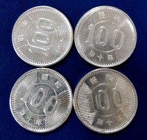 未使用 昭和40年稲百円銀貨 4枚セット 100円銀貨 硬貨 銀貨_画像1