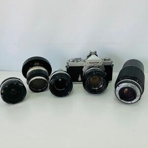 現状品 NIKOMAT FT NIKKOR-S Auto 1:1.4 50mm NIKKOR-P 1:2.5 105mm NIKKOR-P 1:3.5 55mm NIKKOR 28mm 1:3.5 シャッターOK T50