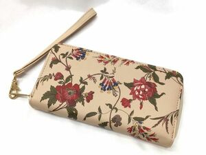 ◆ローラ アシュレイ◆LAURA ASHLEY 花柄 じゃばら式カードポケット 長財布 20×10×2.5 ベージュ 付録 保管品