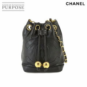 シャネル CHANEL ココマーク 巾着 チェーン ショルダー バッグ レザー ブラック ゴールド 金具 Chain Shoulder Bag 90222622