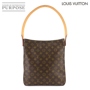 新品同様 ルイ ヴィトン LOUIS VUITTON モノグラム ルーピング GM ショルダー バッグ ブラウン M51145 ゴールド 金具 90215137