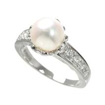 ミキモト MIKIMOTO 9号 リング アコヤ真珠 7.5mm ダイヤ Pt プラチナ パール 指輪 Akoya Pearl Ring 90222256_画像4