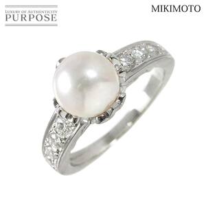  Mikimoto MIKIMOTO 9 номер кольцо Akoya жемчуг 7.5mm diamond Pt платина жемчуг кольцо Akoya Pearl Ring 90222256