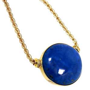 ラピスラズリ 74.67ct ダイヤ 0.11ct K18 YG ネックレス 44.5cm イエローゴールド 750 Lapis Lazuli Necklace 90223512の画像3