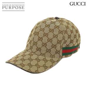 新品同様 グッチ GUCCI GGキャンバス ベースボール キャップ 帽子 ベージュ ブラウン L 200035 Base ball Cap 90226781