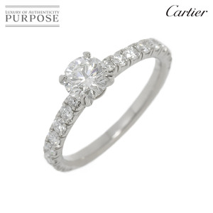 カルティエ Cartier ソリテール ダイヤ 0.40ct G/VS1/3EX #45 リング Pt 指輪 Solitaire Diamond Ring 【証明書・鑑定書付き】 90220896