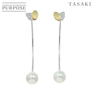 tasakiTASAKI flow let Akoya pearl 7.6mm diamond 0.04/0.04ct earrings K18 WG YG 750 pearl Earrings Pierced 90219564