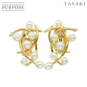 タサキ TASAKI 淡水真珠 ダイヤ 0.09ct/0.09ct ピアス K18 YG 750 パール Freshwater cultured pearl Earrings Pierced 90217618