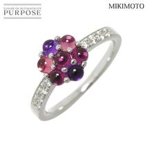 ミキモト MIKIMOTO 13号 リング ガーネット アメジスト ダイヤ 0.14ct K18 WG ホワイトゴールド 750 指輪 Garnet Ring 90222391_画像1