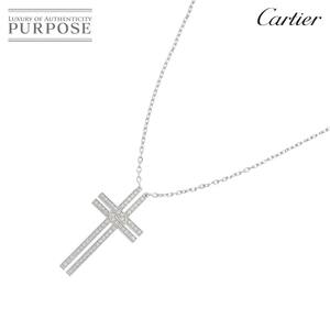  Cartier Cartier Cross diamond necklace 42cm K18 WG white gold 750 Diamond Necklace 90220946