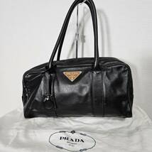 【1円スタート】PRADA　プラダ　レザー　ブラック　トート　バッグ　P4344_画像1