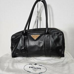 【1円スタート】PRADA　プラダ　レザー　ブラック　トート　バッグ　P4344