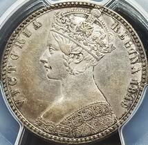 《人気の銀貨》1849年 ヴィクトリア女王 ゴッドレス フローリン(2シリング）銀貨/PCGS AU Details/ウィリアム・ワイオン/ビクトリア女王 _画像4