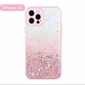 【iPhone14 ピンク】スマホカバー キャンディカラーのグラデーションラメ スマホケース かわいい クリア iPhone