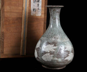 朝鮮美術 李朝 高麗 象嵌徳利 高さ15㎝ 古美術品（旧家蔵出）D586