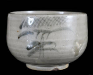 江戸前期 初期伊万里 染付笹文茶碗 古美術品D571