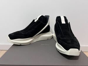 23AW Rick Owens GETH RUNNER SUEDE BLACK 42 LEATHER リックオウエンス スニーカー ゲスランナー レザー 新品 MILK RU01C4814LVSLPO