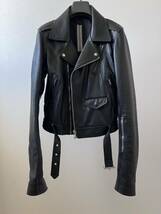 21SS Rick Owens LUKES STOOGES JACKET BLACK 46 LEATHER リックオウエンス ライダース レザー ジャケット RU21S6771LC_画像1