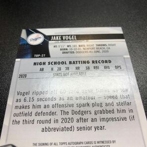 Jake Vogel 2021 Topps Bowman Platinum #TOP-27 Top Prospects Autograph Dodgersの画像9