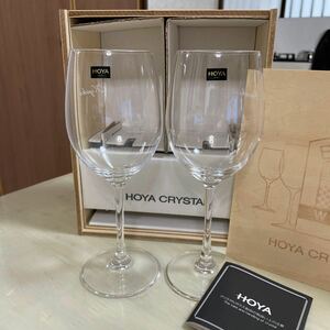 HOYA グラス/2点セット/クリア/ワイングラス/木箱入り/ホヤ 現状品