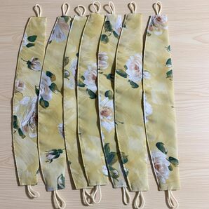 カーテンタッセル　カーテン　７枚 インテリア　ブラインド　ホルダー　黄色　イエロー　バラ　花柄