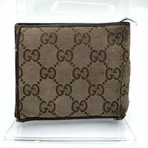 【ジャンク】GUCCI グッチ 二つ折り 財布 GGキャンバス ブラウン系 ユニセックス 04862 1408_画像4