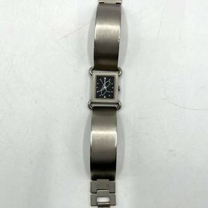 【電池切れ】agnes b. アニエスベー クォーツ 腕時計 黒文字盤 スクエア ロゴ ケースシルバー レディース V401-5950の画像3