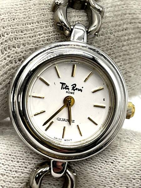 【電池切れ】Tita Roui チタロッシ クォーツ 腕時計 白文字盤 ラウンド コンビ レディース 217654