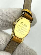 【電池切れ】Laditte ラディエット クォーツ 腕時計 アイボリー文字盤 オーバル レザーベルト イエロー系 レディース 2D0022_画像2