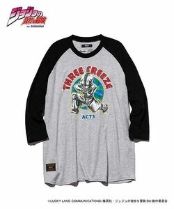 glamb×ジョジョ・ダイヤモンドは砕けない・ ACT3 Freeze Raglan T・グレイ・Sサイズ　